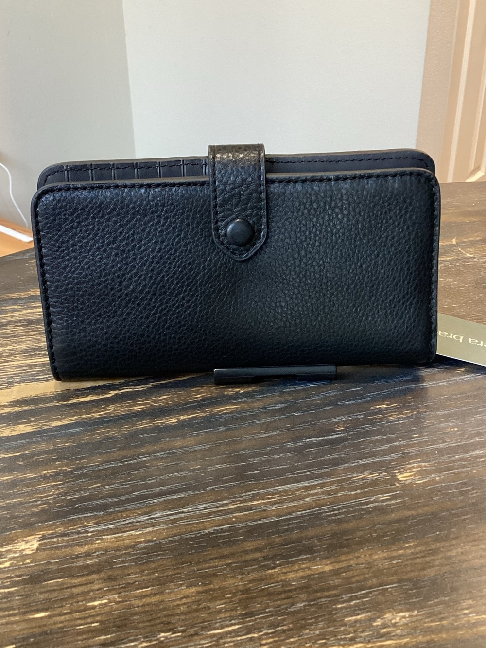 Vera Bradley Moonless Night Black Pebbled Leather Tab Wallet